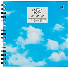 Купить Скетчбук 195*195 80л "В облаках" белый офсет, 100г/м2, тв.обложка, широкая евроспираль — Фото №1