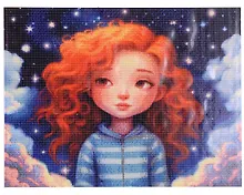 Купить Алмазная мозаика (классическая) с подрамником, с полным заполнением "Девочка в мире снов", 40 х 50 см — Фото №1