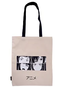 Купить Сумка-шоппер Аниме Лица 4 кадра (бежевая) (текстиль) (40х32) — Фото №1