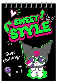 Купить Блокнот А5 60 листов, клетка, "Kuromi неон" гребень — Фото №1