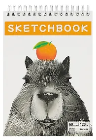 Купить Скетчбук А5 60л "Капибара" гребень, белый офсет, 120г/м2 — Фото №1