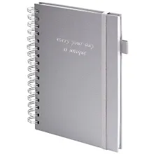 Купить Книга для записей А5 80л кл. "Calipso" серый, иск.кожа, резинка, гребень — Фото №1