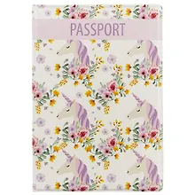 Купить Обложка для паспорта Единороги с цветами (ОП2017-175) — Фото №1