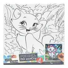 Купить Холст по номерам 15 х 15 см "Кошечка Мари", Мульти Арт — Фото №1