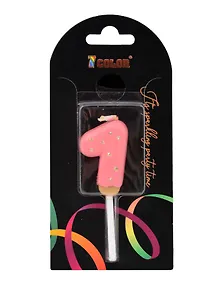 Купить Свеча для торта Цифра 1 Глазурь розовая (4см) (блистер) (12-7color-candle_1) — Фото №1