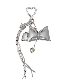 Купить Брелок-обвес на сумку Бантик серебряный с сердцем (12-18031-202505-S86) — Фото №1
