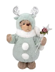 Купить Мягкая игрушка Новогодний Мишка в костюме оленя (пластик, ткань) (20х40) — Фото №1