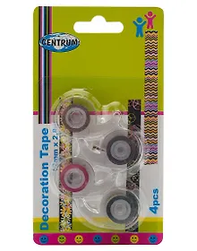 Купить Лента клейкая декоративная 12мм*2.8м Centrum Набор 4 ролика в упаковке в асс. — Фото №1