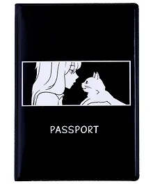Купить Обложка для паспорта Аниме ч/б Девушка с котиком (ОП2024-417) — Фото №1