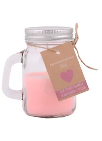 Купить Свеча ароматическая в стеклянной баночке с ручкой Для чтения романов и мечтаний о любви (роза) — Фото №1