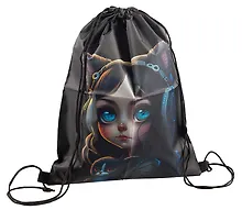 Купить Мешок для сменной обуви "Девочка с киской" 42 х 34 см, 1 отделение — Фото №1