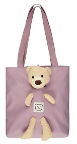 Купить Сумка-шоппер на молнии с игрушкой Мишка (фиолетовая) (35х34х9) (текстиль) (12-11141-SH14) — Фото №1