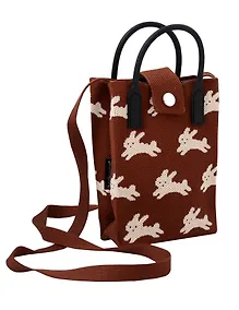 Купить Сумочка вязаная с застежкой Кролики (12х18х6) (текстиль) (12-Yiheng-0607) — Фото №1