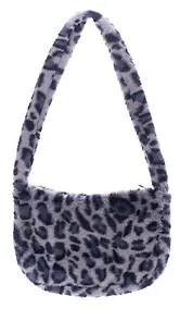 Купить Сумочка на молнии кросс-боди Леопардовый принт (серая) (плюш) (30х20) (12-38092-202411-B29) — Фото №1