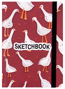 Купить Скетчбук А5 80л "Гусики" 70г/м2, кремовая бумага, тв. переплет, резинка — Фото №1