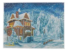 Купить Алмазная мозаика классическая с подрамником с полным заполнением "Звёздная новогодняя ночь", 30 х 40 см — Фото №1