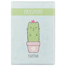 Купить Обложка для паспорта Котик-кактус Catctus (ПВХ бокс) (ОП2018-201) — Фото №1