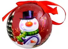 Купить Елочный шар НГ Снеговик (пластик) (7,5 см) (ПВХ Бокс) — Фото №1