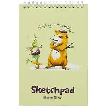 Купить Скетчбук А5 60л "Веселые животные" белый офсет, 100г/м2, тв.обложка, гребень — Фото №1