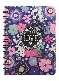 Купить Записная книжка А7 80л кл. "Flower love blue" спираль, Kairui — Фото №1