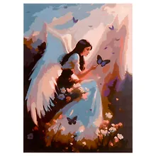Купить Холст с красками по номерам "Ангел любуется бабочкой", 30 х 40 см — Фото №1