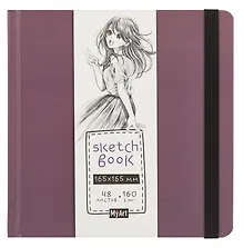 Купить Скетчбук 165*165 48л "Аниме" белый офсет 160г/м2, тв.обложка, резинка — Фото №1