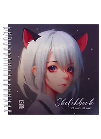 Купить Скетчбук 150*150 60л "Neko" белый офсет, 120г/м2, тв.обложка, выб. лак, софт. тач, спираль — Фото №1