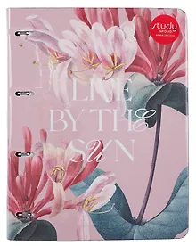 Купить Тетрадь А4 120л кл. "Blossom", розовый, на кольцах, сменный блок, обложка кожзам, тиснение золотой фольгой, индивидуальная упаковка — Фото №1