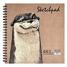 Купить Скетчбук 195*195 48л "ЗАБАВНЫЕ ЖИВОТНЫЕ" тв.переплёт, гребень, бел.офсет, крафт-бумага, серый офсет — Фото №1