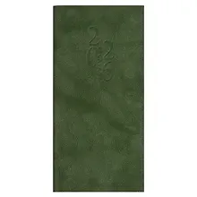 Купить Еженедельник дат. 2026г. 64л 80х165 мм "Тиволи глосс" зеленый, кожзам, мягк.переплет, блинт.тиснение, офсет, справ.мат-лы, инд.уп — Фото №1