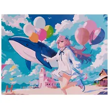 Купить Холст с красками по номерам "Аниме. Летнее настроение", 30 х 40 см — Фото №1