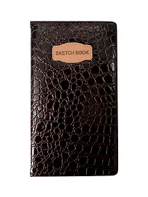 Купить Скетчбук А5 80л "CROCO" коричневый, 140г/м2, слоновая кость, кожзам, резинка — Фото №1