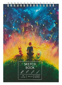 Купить Скетчбук А5 40л "Мечтатели" белый офсет, 140г/м2, евроспираль — Фото №1