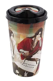 Купить Стакан с крышкой Благословение небожителей Се Лянь и Хуа Чэн каллиграфия (пластик) (550 мл) — Фото №1