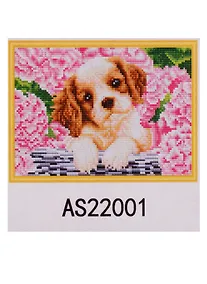 Купить Алмазная мозаика ТМ Рыжий Кот (блест) 22х32см (20цв) Щенок в корзине AS22001 — Фото №1