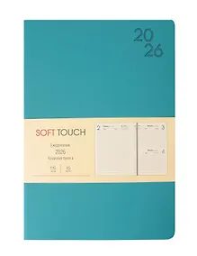 Купить Ежедневник дат. 2026г. А5 176л "SOFT TOUCH" бирюзовый, интегр.переплет, иск.кожа, тонир.блок, скругл.углы, цв.торец, ляссе, инд.уп — Фото №1