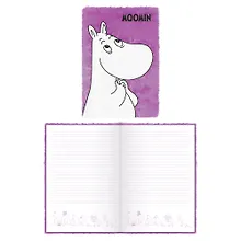 Купить Книга для записей А5 80 листов, линейка, "Moomin" с мехом и патчем — Фото №1