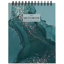 Купить Скетчбук А6+ 125*160 40л "Marble" белый офсет, 100г/м2, тв.обложка, евроспираль — Фото №1