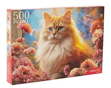 Купить Пазл 500 элементов "Кот в хризантемах"  47х33 см — Фото №1