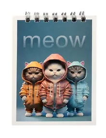 Купить Блокнот А7 60л кл. "Коты в комбинезонах" спираль, УФ лак — Фото №1