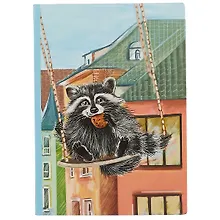 Купить Блокнот «Енот на качелях», 192 страницы, А5 — Фото №1