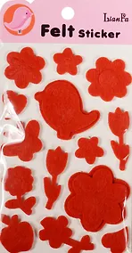 Купить Стикеры фетровые однослойные и двухслойные на подложке в пакете с подвесом, птицы и цветы (11-219 — Фото №1