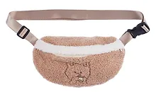 Купить Сумочка-бананка Kawaii Мишка (кофейная) (иск.мех-барашек) (22х15) (12-38092-202405-B14) — Фото №1