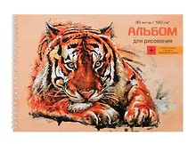 Купить Альбом для рисования Listoff, "Тигр", А4, 30 листов, на гребне — Фото №1