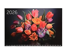 Купить Календарь квартальный 2026г 297*695 "Цветы" настенный, трёхблочный, спираль — Фото №1