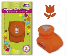 Купить Панч-дырокол кнопочный ТЮЛЬПАН рисунок/25мм, панч/62,5*44*49мм, оранжевый, в блистере 45799 — Фото №1