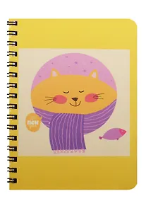 Купить Записная книжка А6 80л кл. "Котик в шарфике" спираль, Kairui — Фото №1