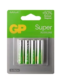 Купить Батарейка GP Super G-Tech AAA (LR03) 24A алкалиновая, BC4 — Фото №1