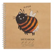 Купить Скетчбук 190*190 30л "DRAFT and CRAFT. Bumblebee", 180г/м2, обложка крафт картон, евроспираль — Фото №1