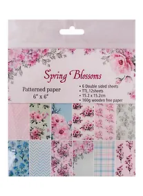 Купить Бумага для скрапбукинга двусторонняя Spring Blossom, 15,2*15,2 (12дизайнов 12 листов) — Фото №1
